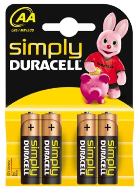 Duracell Alkaline Batterien "simply", 4er Set, Typ AA