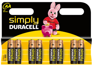 Duracell Alkaline Batterien "simply", 8er Set, Typ AA