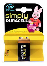 Duracell Alkaline Batterie \"simply\", 1er Set, Typ E-Block 9V
