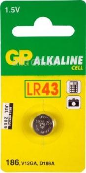 GP Super Alkaline Knopfzelle, 1er Set, Typ LR43
