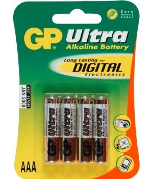 GP Ultra Alkaline Batterie, 4er Set, Typ Micro (AAA)
